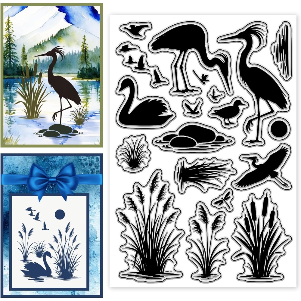 Rubber Stamp Blank - Sellos transparentes con diseño de aves