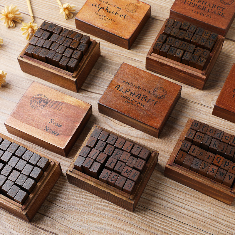 Rubber Stamp Blank - Juego de 28 Sellos de Alfabeto