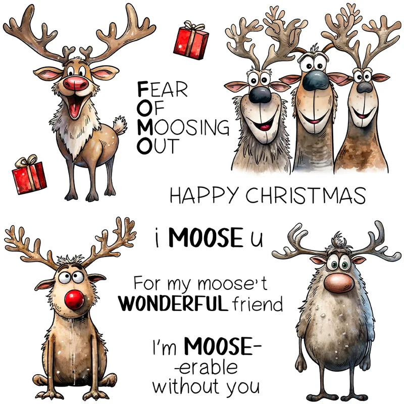 Rubber Stamp Blank - Troqueles de corte de reno navideño,