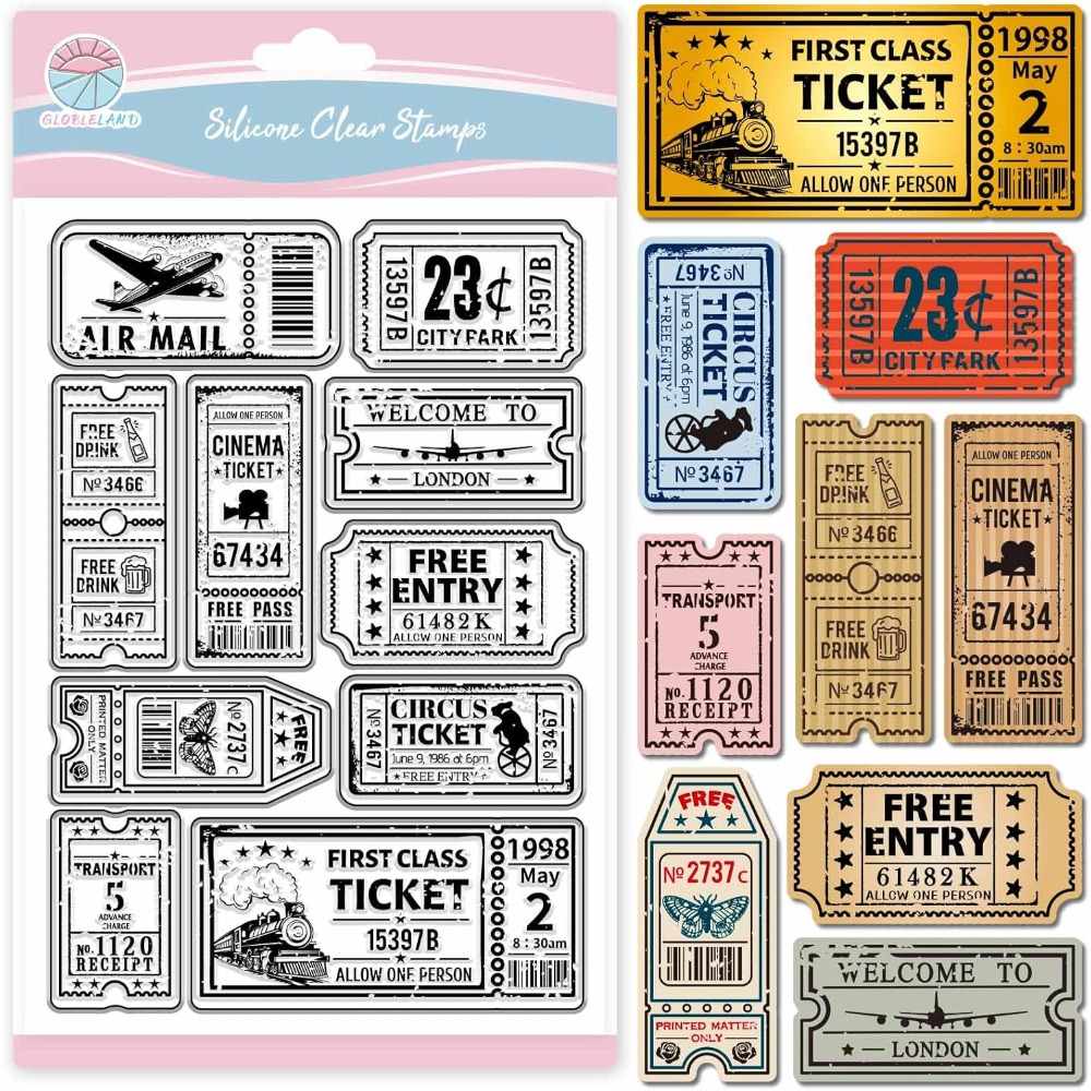 Rubber Stamp Blank - Sello transparente de billete Vintage para
